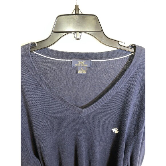 Brooks Brothers 346 Men’s V Neck Golf Shirt Size XL Blue Linen Blend Outdoors - Picture 3 of 12